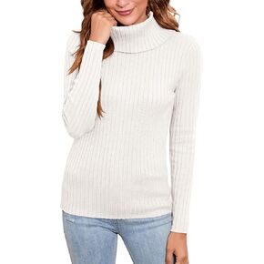 سويتر كاجوال برقبة دائرية واكمام طويلة للنساء من شيرميا، بلوفر كلاسيكي ناعم بقصة ضيقة in Kuwait