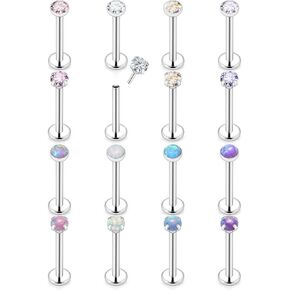 Xnsjeyy 16G 18G 20G Threadless Push in Lip Rings For Women Stainless Steel Labret Jewelry Monroe Lip Ring Medusa Piercing Jewelry Tragus Helix Cartilage Earring Piercing Jewelry For Women Opal CZ