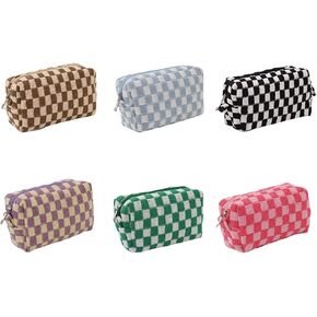 small makeup bag cosmetic bag skin care bag cute accessories y2k accessories makeup bag cute makeup bags checkered makeup bag (6pcs Multicoloured)