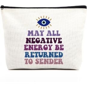 Inspirational Gifts for Women Evil Eye Makeup Bag Witchy Gifts Evil Eye Decor Witch Stuff Witch Bag Witchcraft Bag Christmas Gifts for Witchcraft Lover May All Negative Energy Be Returned to Sender