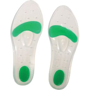 Silicone Dual Density Comfort Shoe Gel Insoles for Extra Arch Support and Feet, Ankle, Knee and Hip Joint Relief, Men (Size 9.5 to 10.5) or Women (Size 10.5 to 11.5), Green