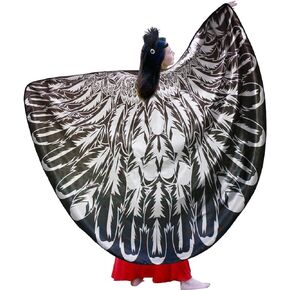 D.Q.Z Adults Bird Wings Costume for Women Eagle Owl Costumes Big Shawl Cape with Headband Halloween Party Favors
