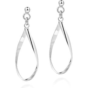Handcrafted Open Teardrop Twist .925 Sterling Silver Post Dangle Earrings