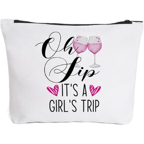 Girls Trip Gifts Favors Weekender Bags for Women Girls Weekend Gifts Bachelorette Party Decorations Cruise Essentials Idea Makeup Cosmetic Bag Travel Organizer Oh Sip It's A Girl's Trip