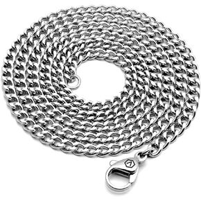 Best Stainless Steel Chain Necklace 24" Medical Grade 316L Surgical Metal Curb Cuban Link 24 inch long, 3.3mm width, Velvet Pouch Gift, HYPOALLERGENIC LEAD-FREE METAL