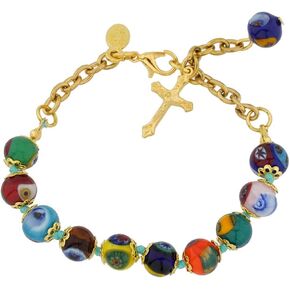 GlassOfVenice Murano Glass Mosaic Rosary Bracelet - Multicolor
