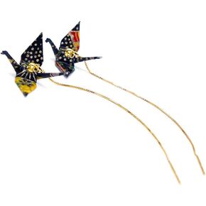 Original Handmade Origami Paper Crane Sterling Silver Drop Earrings