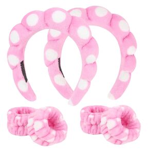 6Pcs Spa Headbands and Wrist Washbands Set, Skincare Headbands Makeup Headband Sponge Face Wash Headband, Terry Cloth Headbands Puffy Hair Band for Washing Face