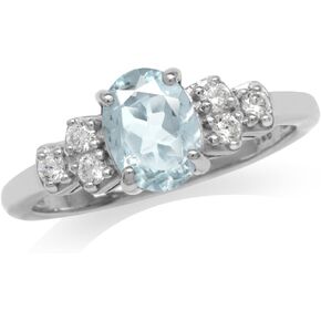 Silvershake 8X6mm Oval Shape Gemstone White Gold Plated 925 Sterling Silver Engagement Ring Jewelry for Women