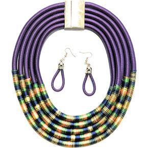 ruech Rope Statement Choker Necklace and Matching Earrings