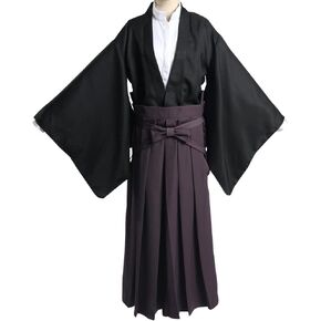 Japanese Traditional Kimono Samurai Hakama Bushi Uniform Anime Cosplay Costume Halloween Party Fancy Dress
