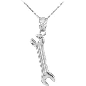 Fine 925 Sterling Silver Open End Wrench Pendant Necklace