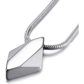 MOO&LEE Men's Tungsten Carbide Pendant Necklace Geometric Tungsten Pendant with 22 Inches Stainless Steel Snake Chain