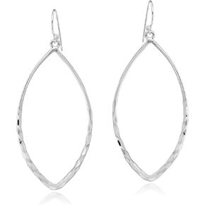 Hammered Oval Leaves .925 Sterling Silver Dangle Earrings in Kuwait