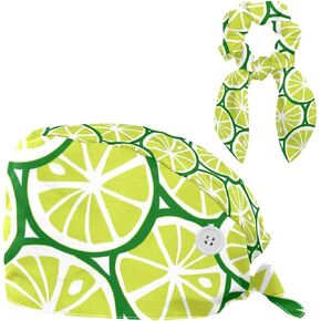 Bouffant Caps with Hair Tie Working Cap with Sweatband Tie Back Hats Scrub Hat Green Lime Citrus in Saudi Arabia