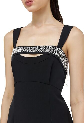 RICH RADI Q'S Womens Dresses Square Neck Evening Dress Cocktail Bodycon Gown Diamond Hand-Beaded Acetate Cut Out Dress in Saudi Arabia