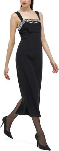 RICH RADI Q'S Womens Dresses Square Neck Evening Dress Cocktail Bodycon Gown Diamond Hand-Beaded Acetate Cut Out Dress in Saudi Arabia