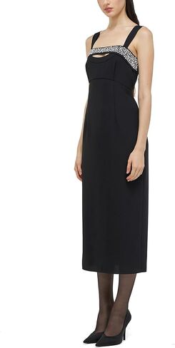 RICH RADI Q'S Womens Dresses Square Neck Evening Dress Cocktail Bodycon Gown Diamond Hand-Beaded Acetate Cut Out Dress in Saudi Arabia