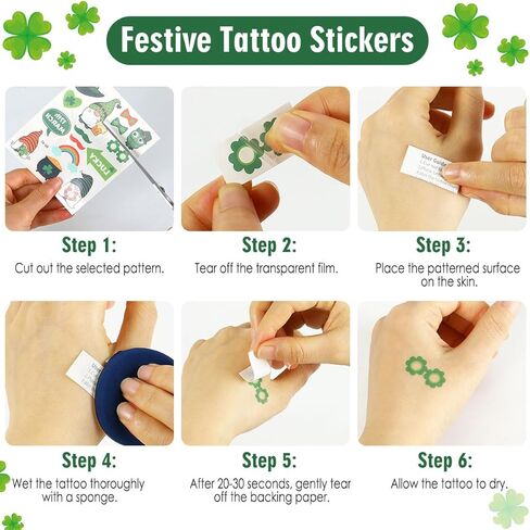 نظارات شمسية من إيميبيل سانت باتريك داي شامروك 6 قطع، نظارات حفلات شامروك البرسيم بأربعة أوراق مع ملصقين، نظارات زي بلاستيكية لهدايا الحفلات، أخضر in Kuwait