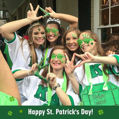 نظارات شمسية من إيميبيل سانت باتريك داي شامروك 6 قطع، نظارات حفلات شامروك البرسيم بأربعة أوراق مع ملصقين، نظارات زي بلاستيكية لهدايا الحفلات، أخضر in Kuwait