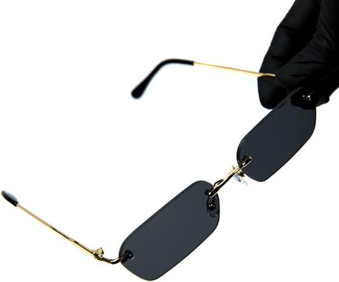 Street Knitted Men's Full Dark Black Gold Trim Square Hip Hop Shades Fashion Sunglasses in Saudi Arabia