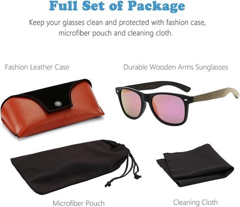 نظارات شمسية خشبية مستقطبة للرجال من AN SWALLOW للرجال والنساء، نظارات شمسية للنساء بجوانب خشبية من الخيزران in Kuwait