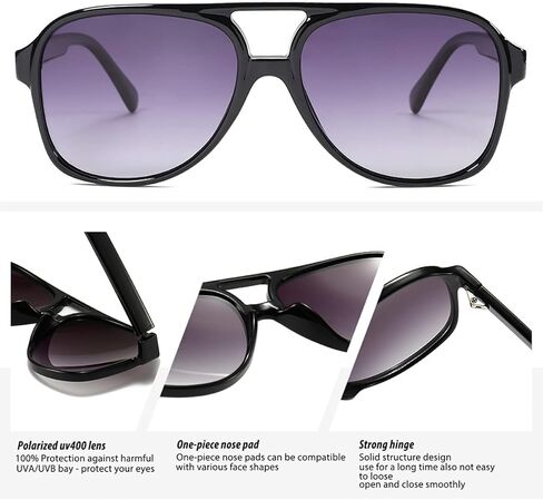 النظارات الشمسية المستقطبة Vintage Retro Aviator للنساء الرجال بإطار كبير 70s نظارات شمسية مربعة حماية UV400 in Kuwait