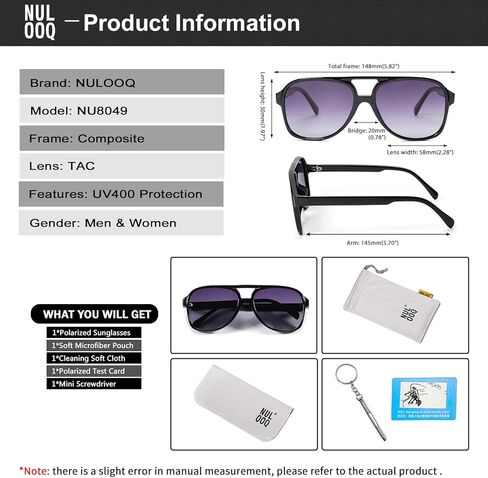 النظارات الشمسية المستقطبة Vintage Retro Aviator للنساء الرجال بإطار كبير 70s نظارات شمسية مربعة حماية UV400 in Kuwait