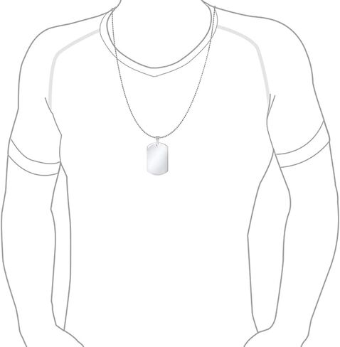 Personalized X-Large Plain Simple Basic Cool Men's Identification Military Army Dog Tag Pendant Necklace For Men Teens Polished Black Gold Silver Tone Stainless Steel 24 Inch Ball Chain Customizable in Saudi Arabia
