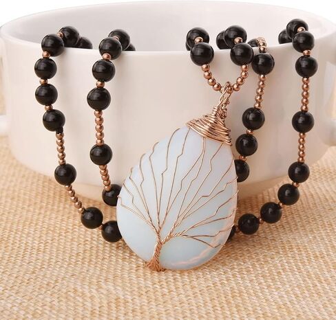 PESOENTH جمشت كريستال شجرة الحياة قلادة قلادة المرأة الأرجواني مالا الخرز اليوغا التأمل الصلاة الأحجار الكريمة الطبيعية شفاء شقرا قلادة طويلة مجوهرات هدايا للرجال in Kuwait