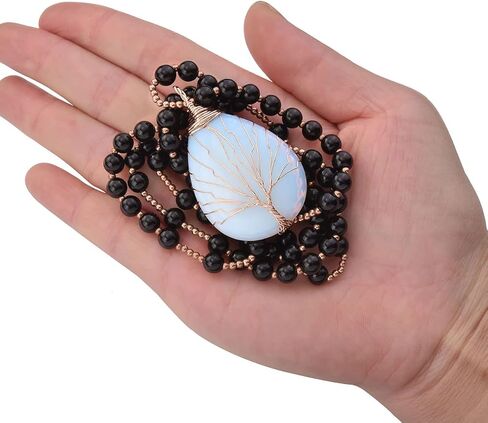 PESOENTH جمشت كريستال شجرة الحياة قلادة قلادة المرأة الأرجواني مالا الخرز اليوغا التأمل الصلاة الأحجار الكريمة الطبيعية شفاء شقرا قلادة طويلة مجوهرات هدايا للرجال in Kuwait