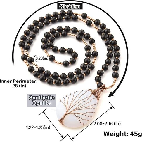 PESOENTH جمشت كريستال شجرة الحياة قلادة قلادة المرأة الأرجواني مالا الخرز اليوغا التأمل الصلاة الأحجار الكريمة الطبيعية شفاء شقرا قلادة طويلة مجوهرات هدايا للرجال in Kuwait