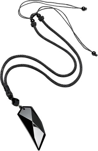 Lightock Black Obsidian Stone Woolf tooth Crystal Necklace Necklace for Men Women Healing Crystal Protection Unisex Amulet Gift in Kuwait