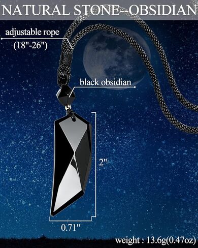 Lightock Black Obsidian Stone Woolf tooth Crystal Necklace Necklace for Men Women Healing Crystal Protection Unisex Amulet Gift in Kuwait