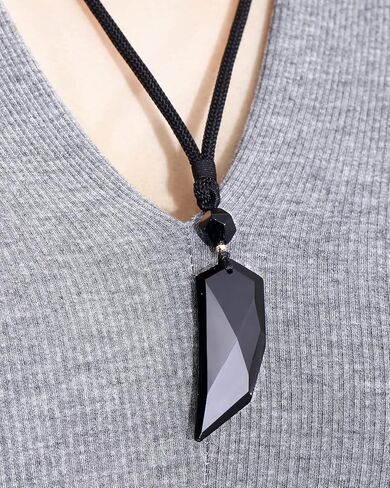 Lightock Black Obsidian Stone Woolf tooth Crystal Necklace Necklace for Men Women Healing Crystal Protection Unisex Amulet Gift in Kuwait