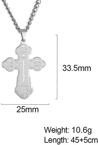 SIPURIS Orthodox Cross Necklace for Men Jesus Christ Orthodox Crucifix Pendant Stainless Steel Religious Christian Jewelry Birthday Gift (Sliver) in Saudi Arabia