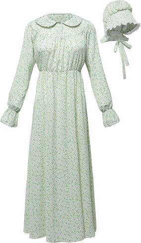 FORTMAC Pioneer Costumes for Women-Pioneer Prairie Dress Women Old Fashion Pioneer Trek Laura Ingalls Dress in Kuwait