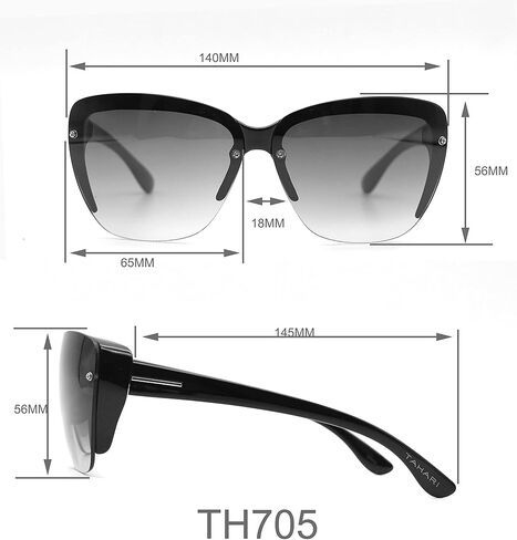 نظارة شمسية نسائية من TAHARI TH784 مستطيلة الشكل مع حماية 100% من الأشعة فوق البنفسجية، 64 ملم in Kuwait