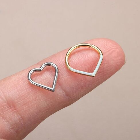 BodyBonita 2 قطعة 16 جرام متمحور الحاجز الفرس الدائري الذهب أوبال الأنف الدائري 8 مللي متر/10 مللي متر الجراحية الصلب Daith أقراط محارة Daith Rook Tragus ثقب المجوهرات الصغيرة هوب القرط in Kuwait