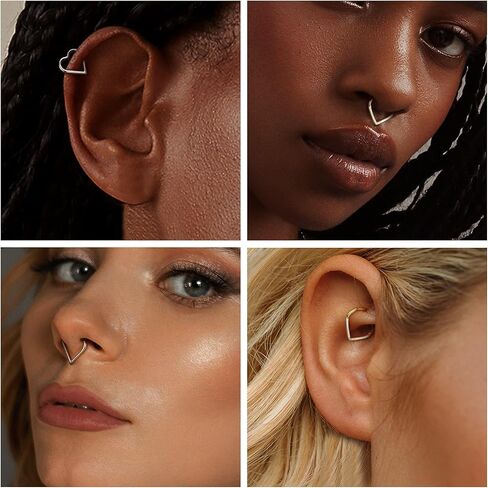 BodyBonita 2 قطعة 16 جرام متمحور الحاجز الفرس الدائري الذهب أوبال الأنف الدائري 8 مللي متر/10 مللي متر الجراحية الصلب Daith أقراط محارة Daith Rook Tragus ثقب المجوهرات الصغيرة هوب القرط in Kuwait