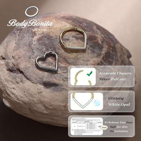 BodyBonita 2 قطعة 16 جرام متمحور الحاجز الفرس الدائري الذهب أوبال الأنف الدائري 8 مللي متر/10 مللي متر الجراحية الصلب Daith أقراط محارة Daith Rook Tragus ثقب المجوهرات الصغيرة هوب القرط in Kuwait