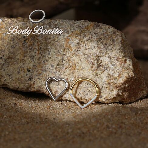 BodyBonita 2 قطعة 16 جرام متمحور الحاجز الفرس الدائري الذهب أوبال الأنف الدائري 8 مللي متر/10 مللي متر الجراحية الصلب Daith أقراط محارة Daith Rook Tragus ثقب المجوهرات الصغيرة هوب القرط in Kuwait