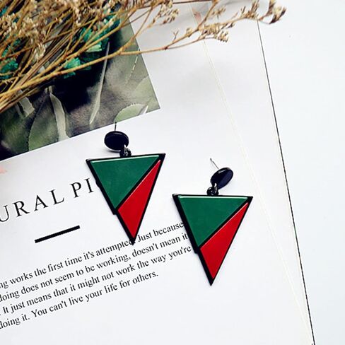 TIANBANGSHI Fashion White Black Triangle Stud Earrings Acrylic Geometric Round Drop Dangle Earrings for Women Girls Summer Holiday Party Jewelry in Kuwait