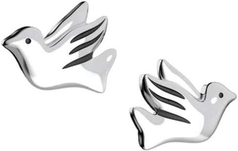 The Positive Christian Sterling Silver Dove Earrings - 0.27" Silver - Christian Jewelry - Faith Jewelry Gift for Christmas, Wedding, Anniversary - With Bonus Black Velvet Gift Box in Kuwait