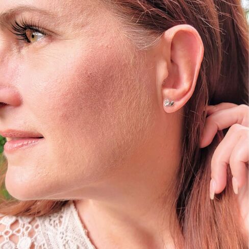 The Positive Christian Sterling Silver Dove Earrings - 0.27" Silver - Christian Jewelry - Faith Jewelry Gift for Christmas, Wedding, Anniversary - With Bonus Black Velvet Gift Box in Kuwait