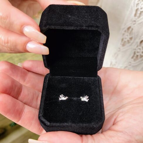 The Positive Christian Sterling Silver Dove Earrings - 0.27" Silver - Christian Jewelry - Faith Jewelry Gift for Christmas, Wedding, Anniversary - With Bonus Black Velvet Gift Box in Kuwait