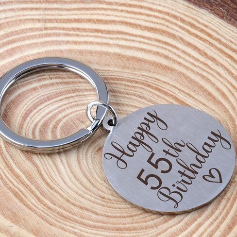 سلسلة مفاتيح هدايا عيد الميلاد الخامس والخمسين للنساء والرجال بعمر 55 عامًا، افكار هدايا عيد ميلاد سعيد 55 فكرة هدية عيد ميلاد سعيد 55، سلسلة مفاتيح محفورة على الوجهين، فضي، S in Kuwait