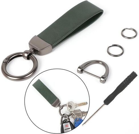 KUPAO Genuine Leather Keychains, Universal Car Key chains for Men and Women, Key Fob Holder with 360 Degree Rotatable (black) in Saudi Arabia