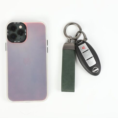 KUPAO Genuine Leather Keychains, Universal Car Key chains for Men and Women, Key Fob Holder with 360 Degree Rotatable (black) in Saudi Arabia