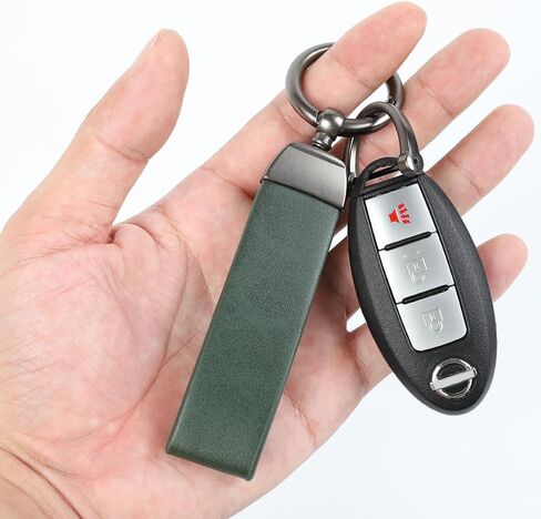 KUPAO Genuine Leather Keychains, Universal Car Key chains for Men and Women, Key Fob Holder with 360 Degree Rotatable (black) in Saudi Arabia